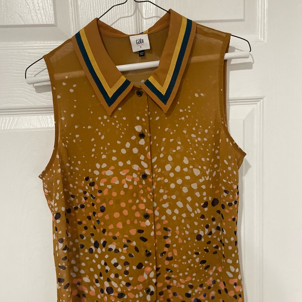 Cabi tan sheer sleeveless shirt